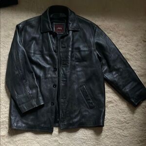 Oversized Black Leather Jacket